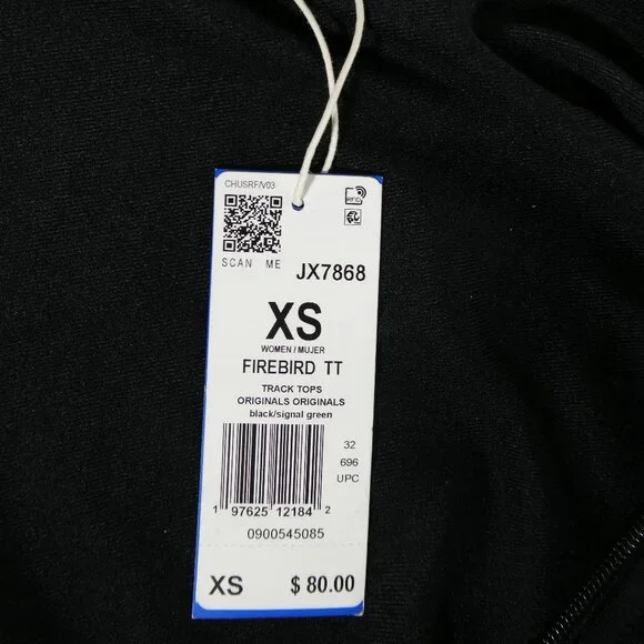 Adidas Women’s Firebird Originals Track Jacket XS Black Signal Green JX7868 - Picture 7 of 10